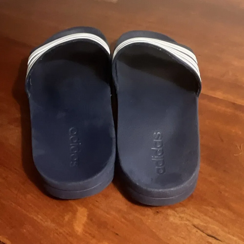 adidas Men’s Slide Sandals Blue/White 3-Stripes Slip-On US 10 EU 44 AQ1703